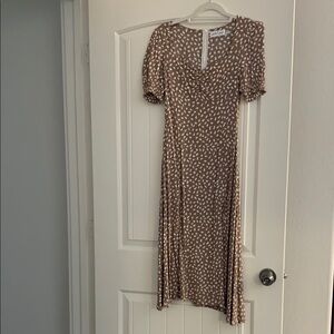 Brown Patterned Midi Dress
